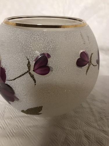 ART GLASS HAND PAINTED FROSTED BOWL OR VASE - Picture 2 of 7