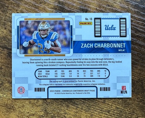 2023 Panini DP Contenders College Ticket Auto #10 Zach Charbonnet /10 X13452 - Picture 2 of 2