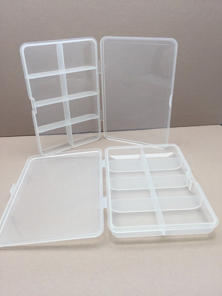 Universal Clear Plastic 8 Compartments Slim - Fly Fishing Flies Box