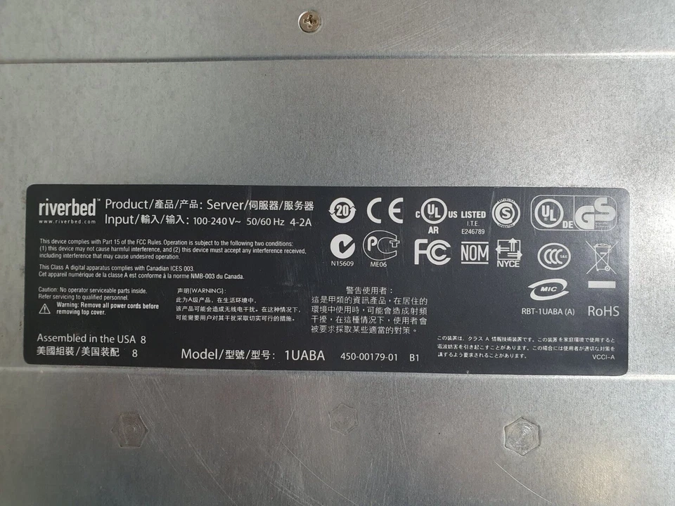 Riverbed Server 1UABA SHA-01050-L  rb999-00100-01 4gB 250gB X 2 - Immagine 3 di 4