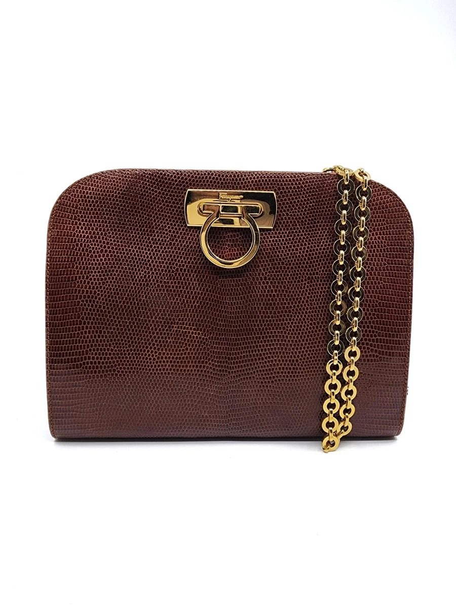 Salvatore Ferragamo Vintage Gancini Chain Lady Diana Clutch Bag Orig. $2190