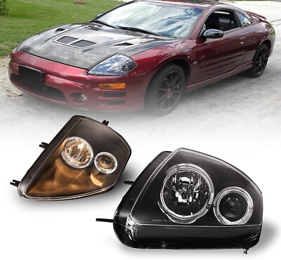 Headlights Fits 2000-2005 Mitsubishi Eclipse LED Left+Right Front Bumper Lamp