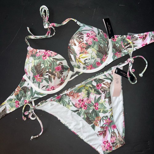 Victoria's Secret 32B,34A,34B,34DD,36B,38DD BOMBSHELL BIKINI WHITE GREEN PALM