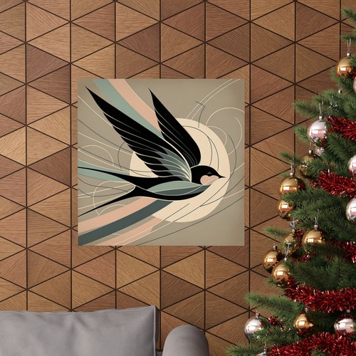 Matte Square Poster Wall Art Minimalist Swallow Pastel Abstract Nature Bird Love - Picture 53 of 57