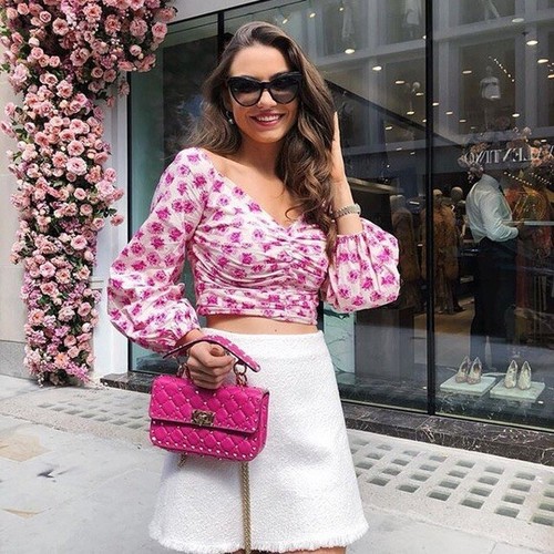 Zara Pink Floral Off The Shoulder Bardot Top Size XS 🌸 | eBay