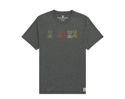 Psycho Bunny Barbon Graphic Heather Storm/Multi Tee Shirt B6U108Q1PC-HST