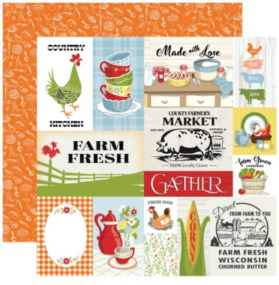 2 Sheets Carta Bella Paper FARMHOUSE LIVING 12x12 Cardstock - Multi Journaling