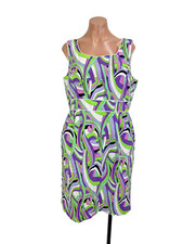 Tahari Sheath Psychedelic Groovy 70s Print Sundress sz 14 Vintage Lined