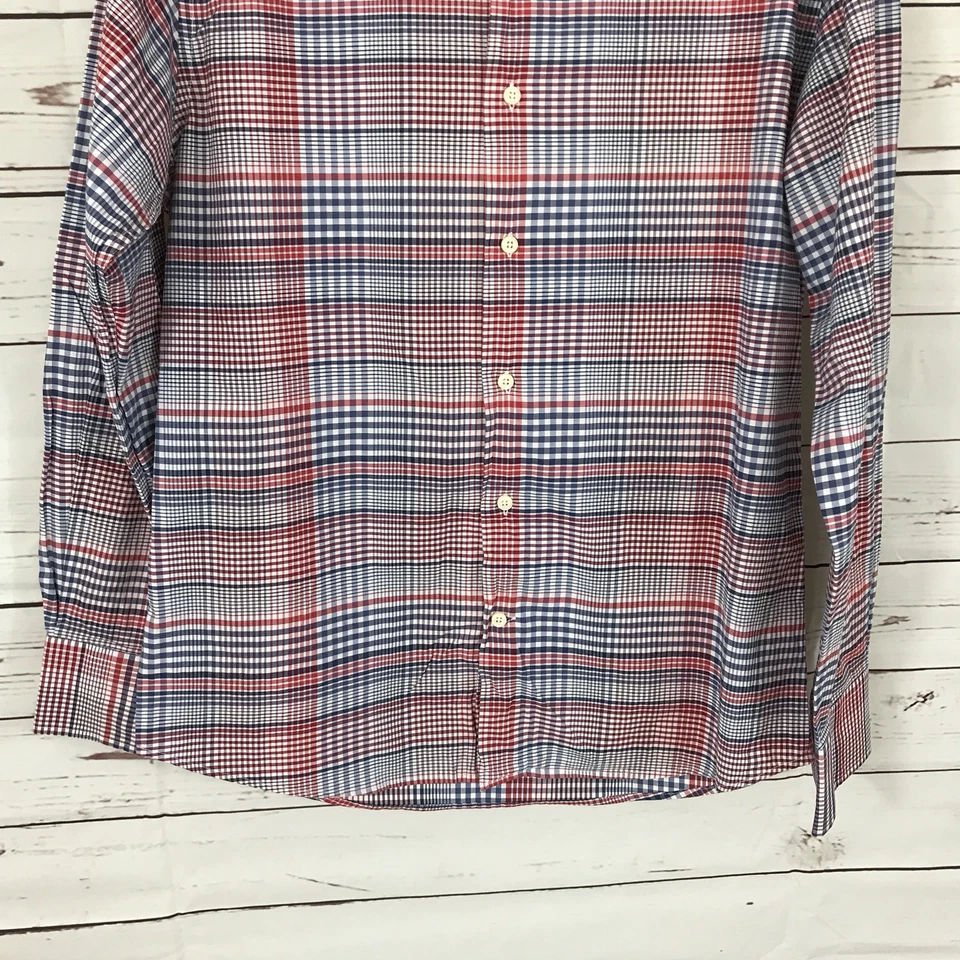 Camisa de hombre Tallia abotonada manga larga roja/azul a cuadros talla M Foto 3 de 4