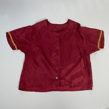 Womens Red Blouse Top UK 12 US 8 Embroidery Blouses Tops