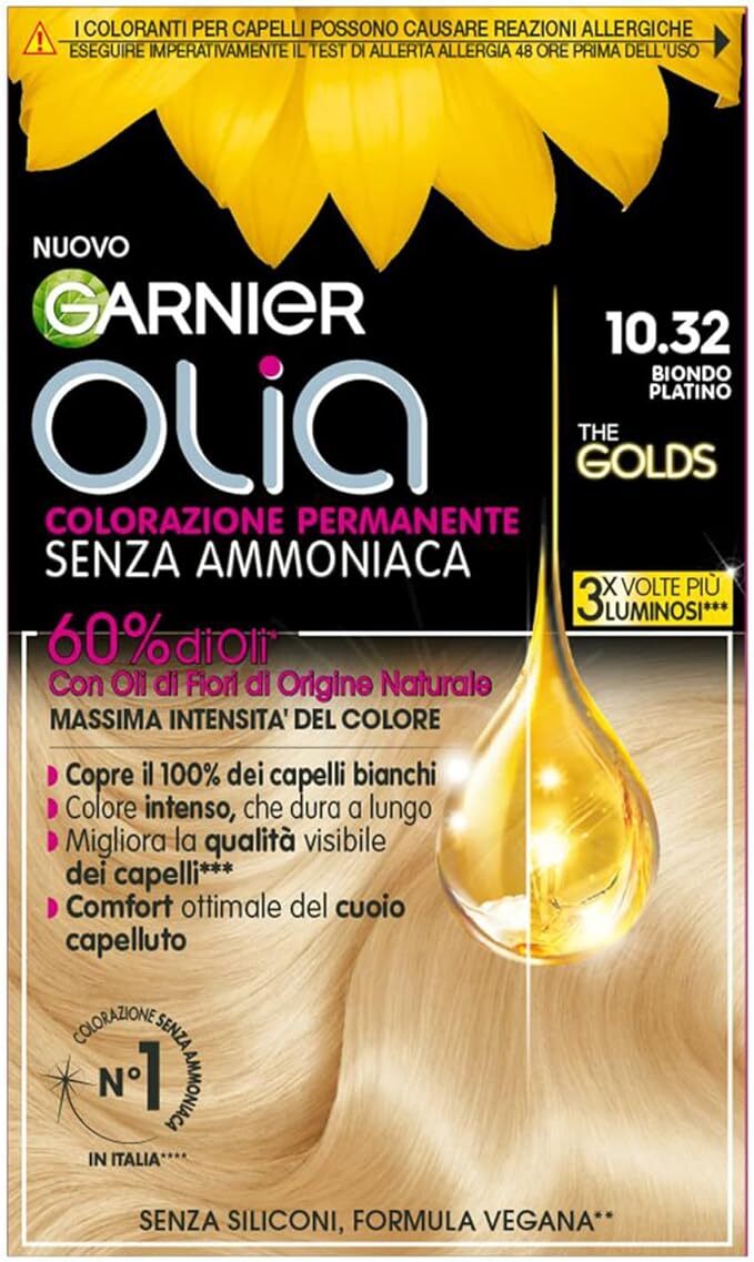 Garnier Olia Tinta Capelli,Copre il 100% dei Capelli Bianchi-Biondo Platino-Pz2.