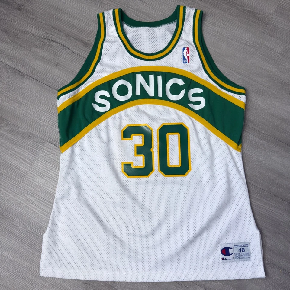 SARUNAS MARCIULIONIS Seattle Sonics Champion Authentic Jersey 48 XL Vintage NBA - Image 2 of 4