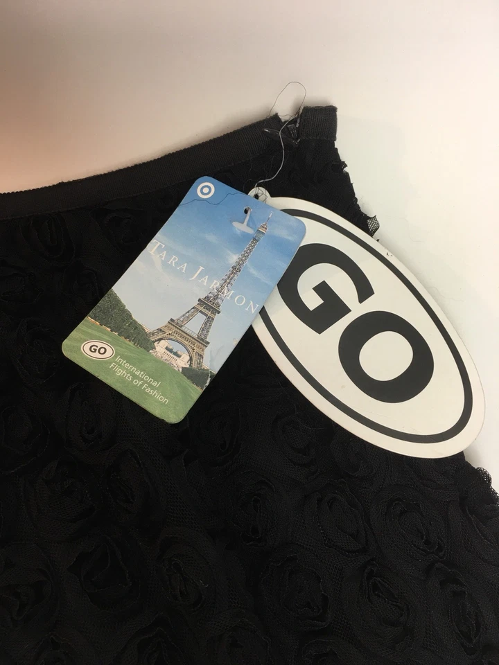 Nuevo Con Etiquetas Tara Jarmon Mini Falda Corta Negra con Textura Floral Mediana Foto 3 de 4