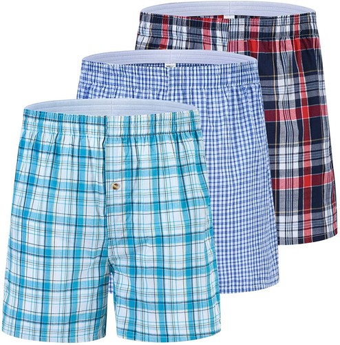 New 6 Mens Plaid Boxer Shorts Underwear Pair Pack Plaid Briefs Classic Loose Fit - Picture 4 of 6