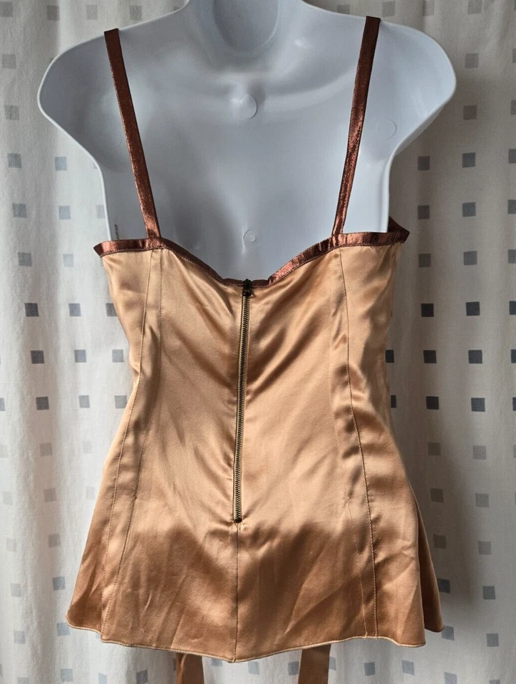 DOLCE &GABBANA винтажный золотой корсет камзол бюстье верхний размер 40IT пояс галстуки VG + - Изображение 3 из 4