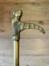 Antique Brass Cane Walking Stick Chinese Asian Bearded Man