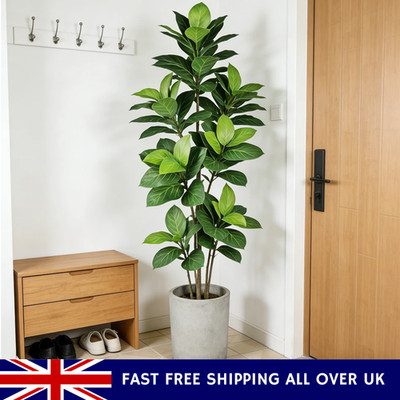 70-130 cm Künstlicher Ficusbaum Große Gefälschte Tropische Pflanze Wohndeko UK