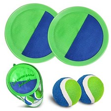 Jalunth Ball Catch Set Games Toss Paddle - Beach Toys Back Yard Lawn 2 Green