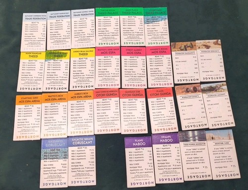Star Wars Episode 1 3D Collectors Monopoly 28 Replacement Properties Deeds - Picture 2 of 2