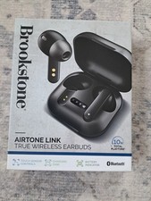 Brookstone Airtone Link True Wireless Bluetooth Earbuds With Charging Case.