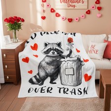 Valentines Raccoon Blanket Funny Valentines Day Gifts Soft Cozy 50x60 In