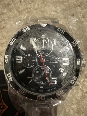 Stuhrling 3957.1 Quartz Chronograph Date Stainless Steel Bracelet MSRP $575
