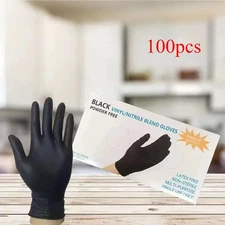 Black Thick Disposable Gloves 100Pcs - PVC Nitrile Latex, Food Safe, Waterproof