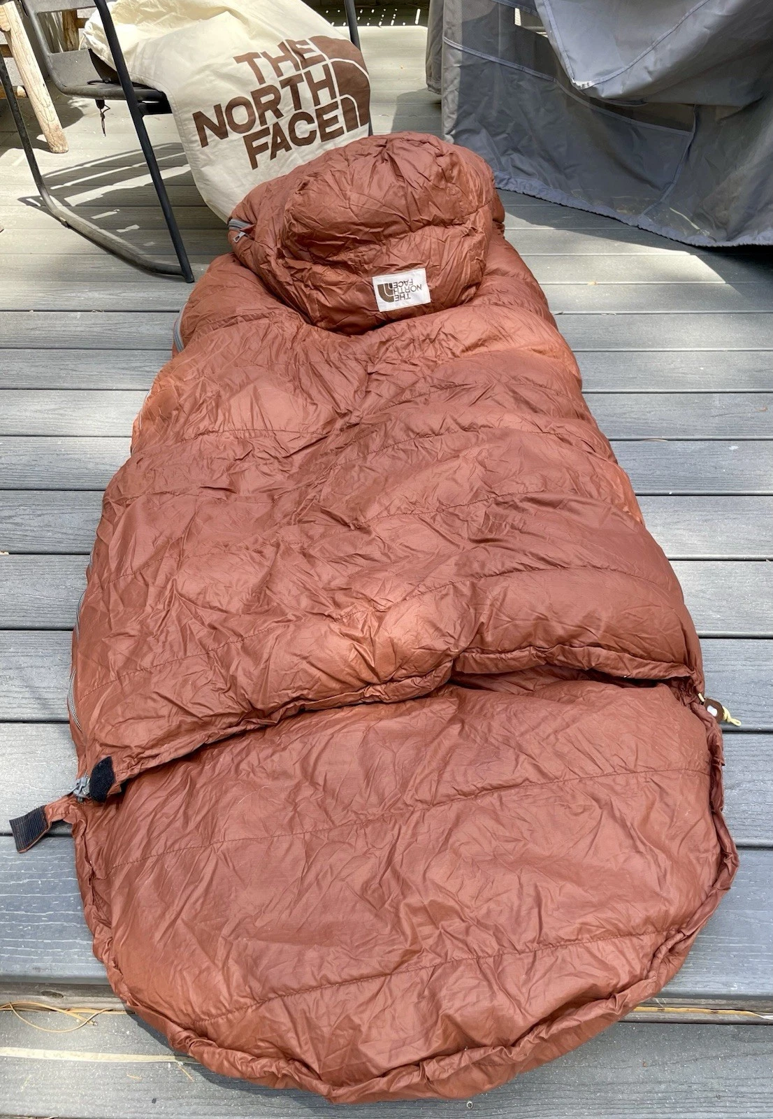 Vintage 70s NORTH FACE Brown Label Goose Down Mummy Sleeping Bag Canyon BrownUSA