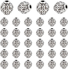 200Pcs 6Mm Round Antique Silver Tibetan Alloy Spacer Beads For Jewelry Making