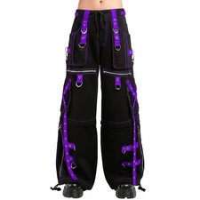 Men's Extreme Bondage Gothic Electro X-Strap Zip Off Pant Black/Purple