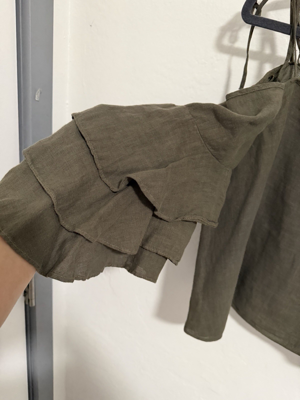 ZARA Basic Collection Olive Green Off Shoulder Ru… - image 3