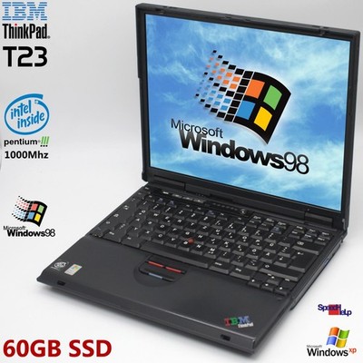 NOTEBOOK IBM THINKPAD T23 INTEL PENTIUM 3 LAPTOP WIN 98 XP 60GB SSD LPT COM
