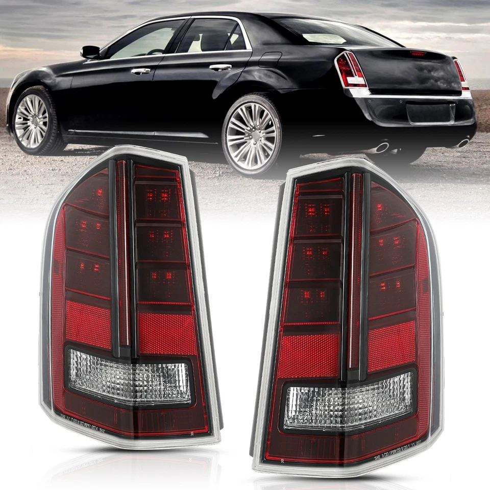 For 2011-2014 Chrysler 300 w/ Red Accent LED Tail Lights Black Brake Lamps LH&RH Foto 2 de 4