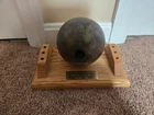 12 Pound Confederate Cannon Ball with Plaque and Base Civil War