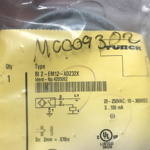 SEALED NEW TURCK BI 2-EM12-ADZ32X INDUCTIVE SENSOR 20-250VAC 10-300VDC 4205092 - Picture 2 of 7