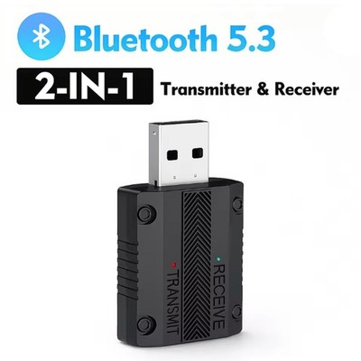 1x Bluetooth 5.3 Transmitter Receiver USB Plug & Play Wireless Car Audio Adapter