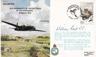 B21c 31st Anniv last flight Wellington Signed William Reid Victoria Cross Holder