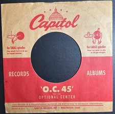 Capitol Records 'Optional Center' 45rpm commercial/company sleeves: Lot of 4