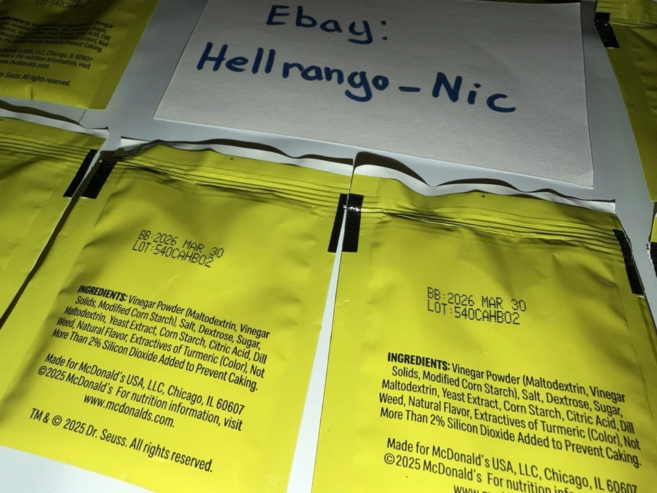 McDONALD'S 2025 GRINCH SALT French Fry Dill Pickle Seasoning (Lot of 10 packets) - Image 4 of 4