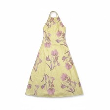 Yellow Floral Halter Neck Open Back Maxi Dress