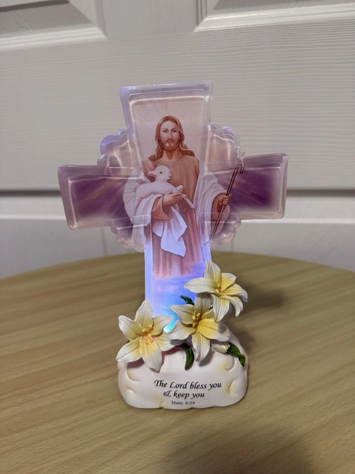 NEW Jesus Cross" The Lord Bless You & Keep You" With Light 2 AAA batteries - Image 3 of 4