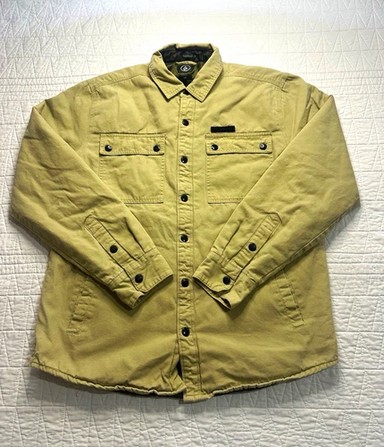 Volcom Classic Fit Men's L Beige Canvas Lined Button Front Shacket Jacket - product listing photo