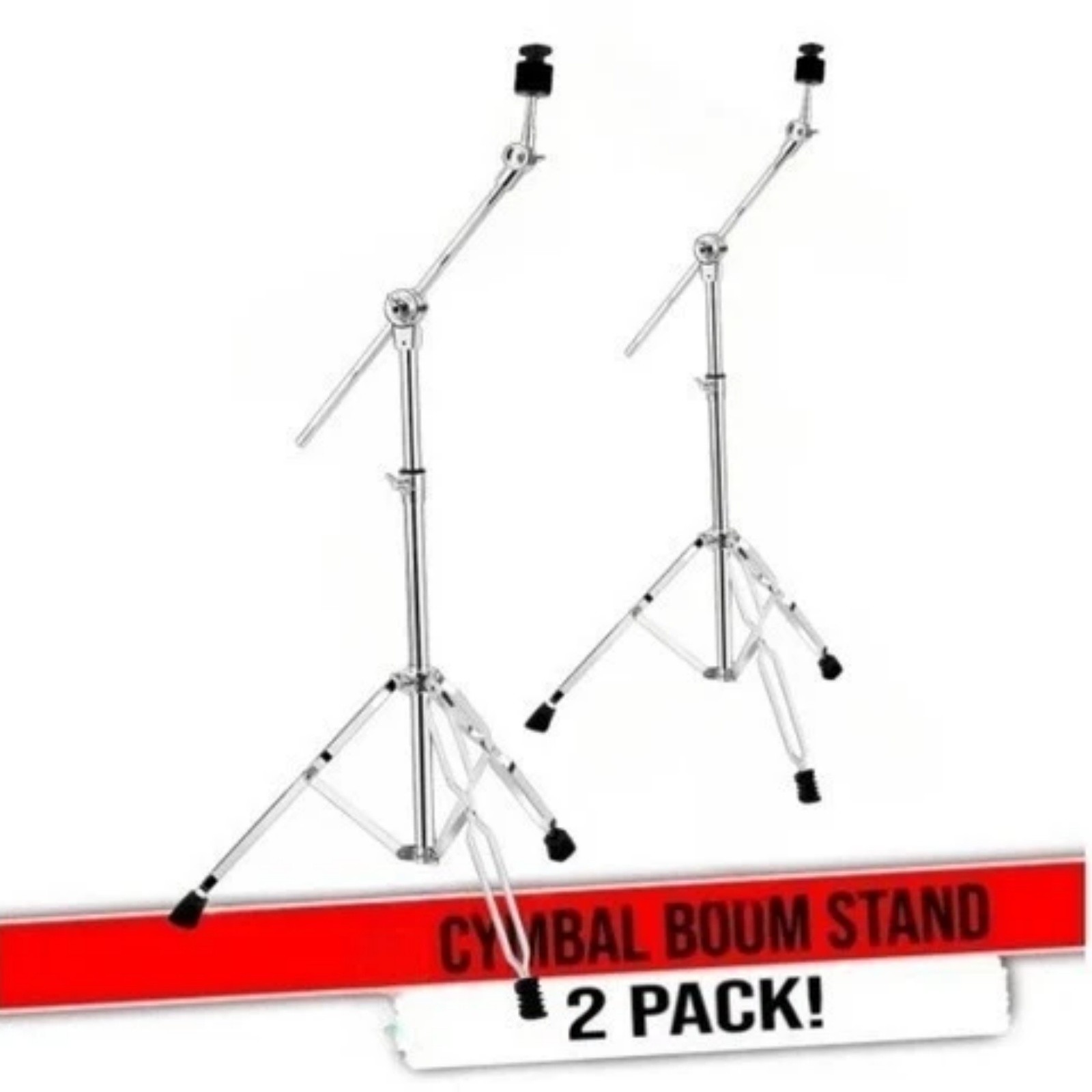 2X Straight Boom Cymbal Stand Double Braced Heavy Duty Alloy Tripod Stand Holder