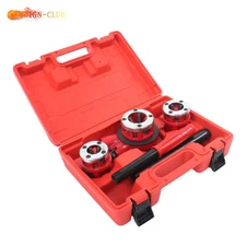 Pipe Threading Tool W/ 3 Dies 1/2" 3/4" 1" NPT Manual Ratchet Pipe Threader Kit