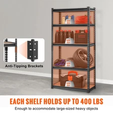 Heavy Duty Garage Storage Shelving Metal Rack 5 Tier Adjustable Steel Shelf Unit