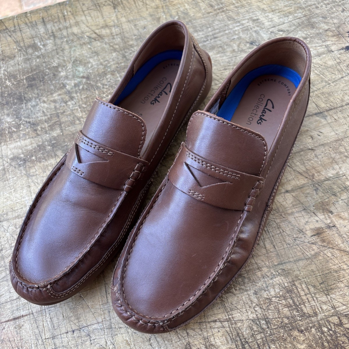 Clarks Markman Way Loafers Men 10.5 Wide Brown Leather Slip On Comfort Amazon.com | Clarks Men main image 2