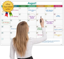 Large Dry Erase Calendar for Wall - Undated Dry Erase Calendar, Erasable Laminat