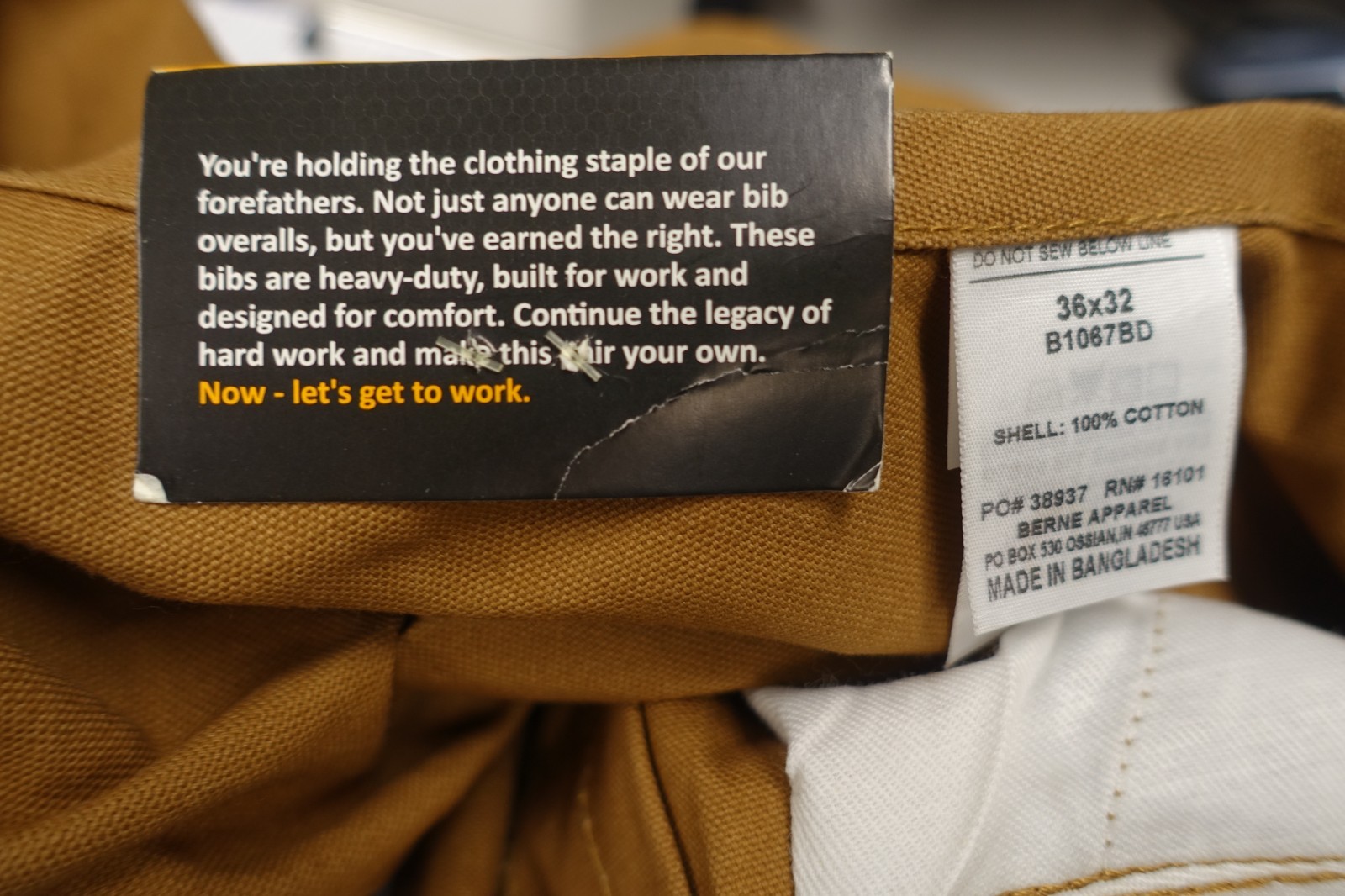 BERNE~NWT~36X32 HEAVY DUTY COTTON CARPENTER BIBS B1067BD SIDE LEG ZIPPERS