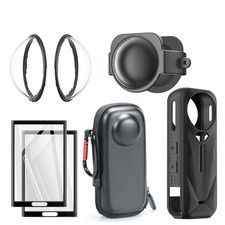 Complete Camera Kit for Insta 360 X5 with Hard Shell Case Silicone Lens Covers
