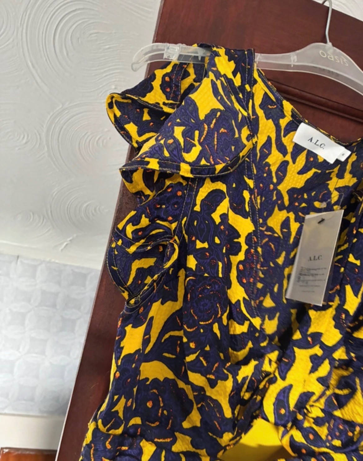 ALC Valencia Yellow and Blue silky dress, BNWT Size 10 image 6
